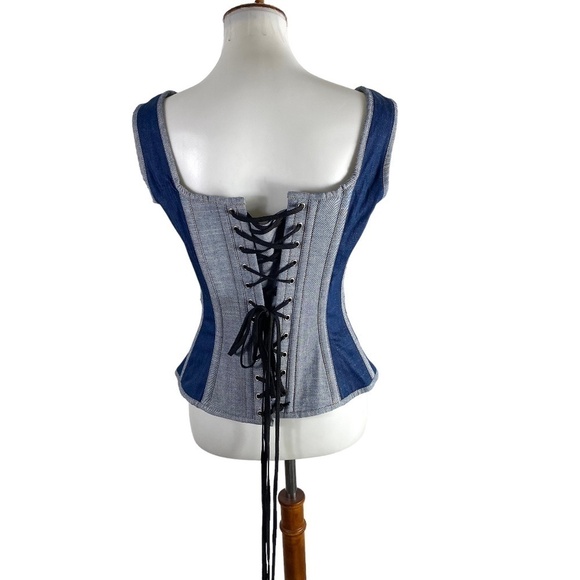Corset Story Double Denim Waistcoat Corset SZ 30'' NWT NEW - Picture 2 of 10